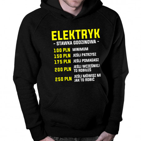 Elektryk - stawka godzinowa - męska bluza z nadrukiem