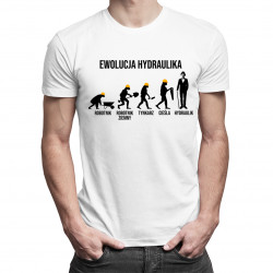 Ewolucja hydraulika - męska koszulka z nadrukiem
