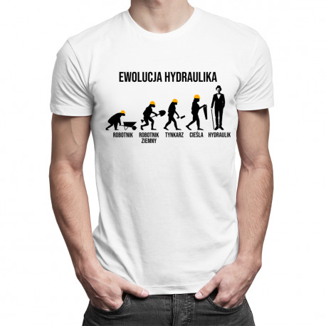 Ewolucja hydraulika - męska koszulka z nadrukiem