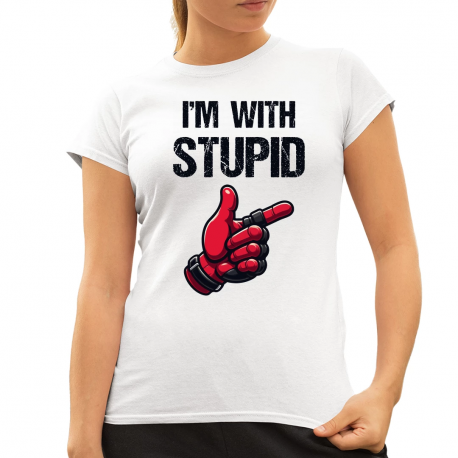 I'm with stupid - damska koszulka na prezent dla fanów deadpool