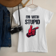 I'm with stupid - damska koszulka na prezent dla fanów deadpool