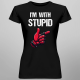 I'm with stupid - damska koszulka na prezent dla fanów deadpool
