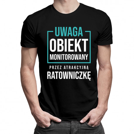 Obiekt monitorowany przez ratowniczkę - męska koszulka z nadrukiem