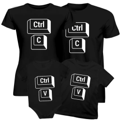 Komplet dla rodziny - Ctrl+C + Ctrl+V - koszulki i body z nadrukiem