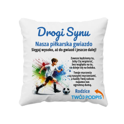 Drogi ..., moja (nasza) piłkarska gwiazdo - poduszka na prezent - produkt personalizowany