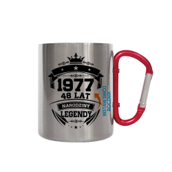 Narodziny legendy z Twoim rocznikiem - kubek metalowy z karabińczykiem - produkt personalizowany