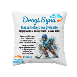 Drogi ..., moja (nasza) hokejowa gwiazdo - poduszka na prezent - produkt personalizowany