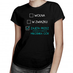 Zajęta przez miłośnika gór - damska koszulka z nadrukiem