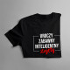 Uroczy, zabawny, inteligentny, zajęty - męska koszulka z nadrukiem