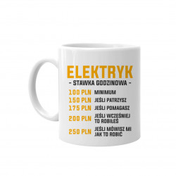 Elektryk: stawka godzinowa - kubek z nadrukiem