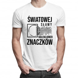 Światowej sławy kolekcjoner znaczków - męska koszulka z nadrukiem