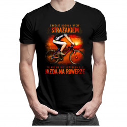 Chociaż kocham bycie strażakiem - rower v2 - męska koszulka z nadrukiem