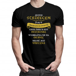 Jestem Strzelcem - żyję w magicznym świecie - męska koszulka z nadrukiem