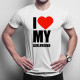 I love my girlfriend - męska koszulka z nadrukiem