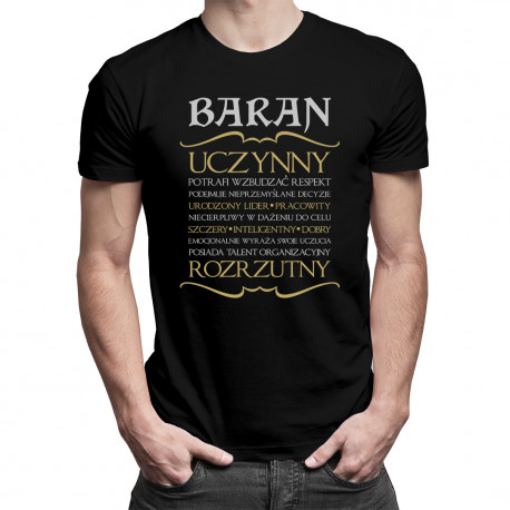 Baran cechy znaku zodiaku - męska koszulka z nadrukiem