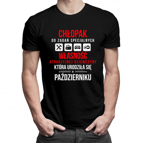 Chłopak do zadań specjalnych - październik - męska koszulka z nadrukiem