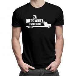 Za kierownicą - tą większą - męska koszulka z nadrukiem