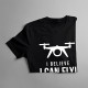 I belive i can fly - drone - męska koszulka z nadrukiem