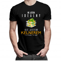 Nie jestem idealny ale jestem kelnerem - męska koszulka z nadrukiem