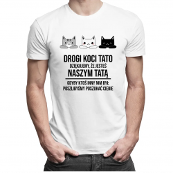 Drogi koci tato, dziękujemy, że jesteś naszym tatą - męska koszulka z nadrukiem