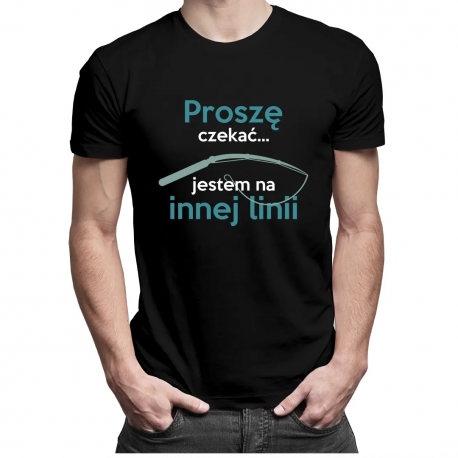 Proszę czekać - jestem na innej linii - męska koszulka z nadrukiem