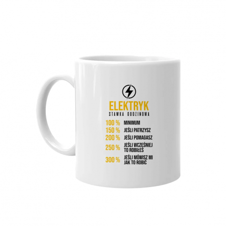 Elektryk - procentowa stawka godzinowa - kubek z nadrukiem