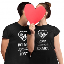 Komplet dla pary - Rolnik szuka żony / Żona szuka rolnika - koszulki z nadrukiem