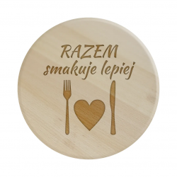 Razem smakuje lepiej - drewniana deska obrotowa z grawerem