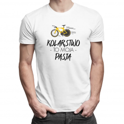Kolarstwo to moja pasja - męska koszulka z nadrukiem