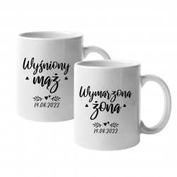 Komplet dla pary - Wymarzona żona / Wyśniony mąż - kubki na prezent - produkt personalizowany