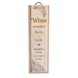 Wino weselne - skrzynka na wino z grawerem - produkt personalizowany