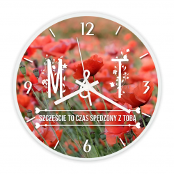Produkt personalizowany - (Inicjały) Szczęście to czas spędzony z Tobą v2 - zegar szklany z nadrukiem